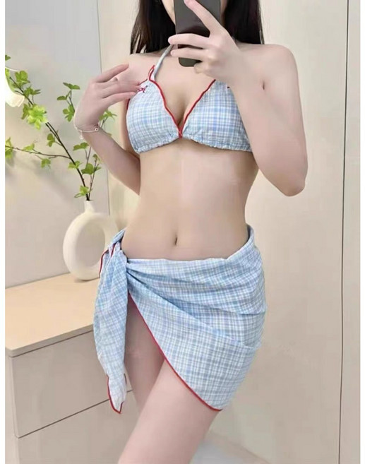 이라 비키니 3종세트 여성수영복 러블리 비치웨어, M, 블랙