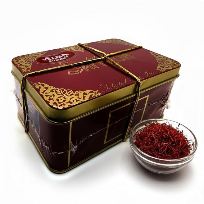 Alma Gourmet Spanish Saffron Threads 28g(1온스) - 스페인산 100% 순수 사프란 향신료 프리미엄 요리 시즈닝 빠에야 리조또 및 지중해, Alma Gourmet Spanish Saffron T, 28g