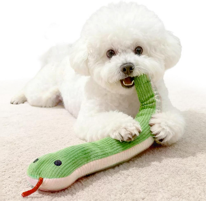 견행묘행 강아지 고양이 바스락 뱀 인형 사냥놀이, 1개, 그린