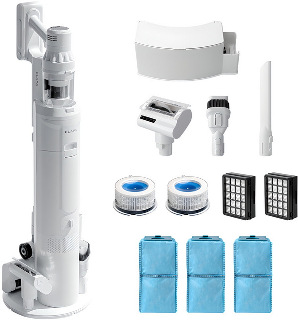 클래파 520W 엘리트 타워 자동 먼지비움 무선 청소기 세트, 화이트, BVC-T500W