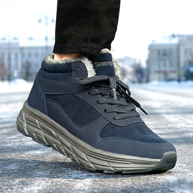 슬레진저 겨울 방한 워킹화 여성 남성 발편한 경량 쿠션 털 하이탑 스니커즈 따뜻한 털신 기모 운동화 털방한화