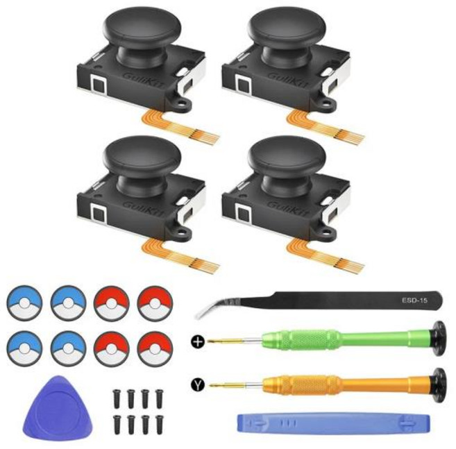 조이스틱 Gulikit 조이콘 컨트롤 교체 스틱 홀 효과 감지 NS40 닌텐도 스위치 OLED 수리 액세서리, [04] 2 Pairs with tool, 한개옵션1, 4) 2 Pairs with tool, 4.2 Pairs with tool