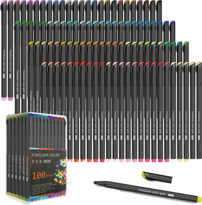 정싱 명절 선물 미술도구 세트 볼펜 퀵 드라이 간호사 젤펜 메모 필기 중성 컬러볼펜 0.4mm 혼합색상, 1세트, 100색