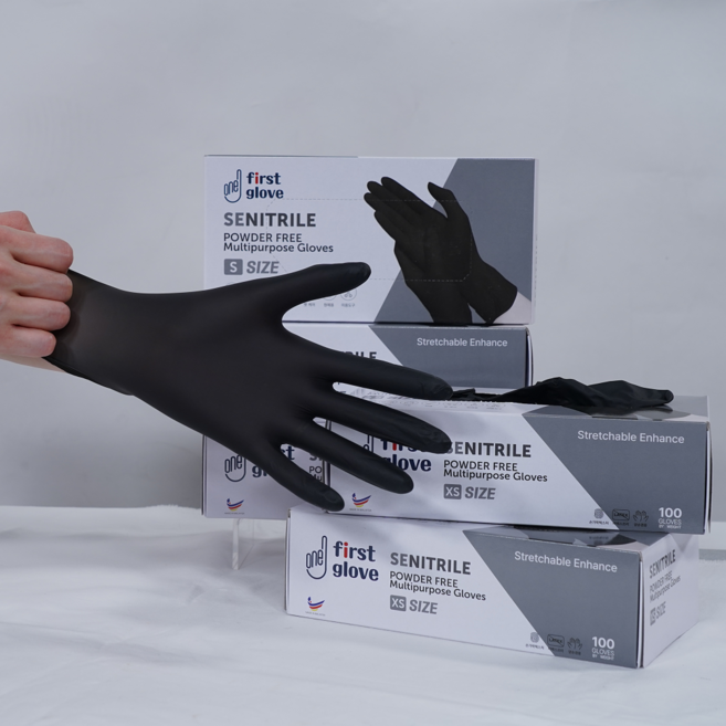 퍼스트글러브 블랙 니트릴장갑 다목적 일회용100매 알러지프리, 1개, XS