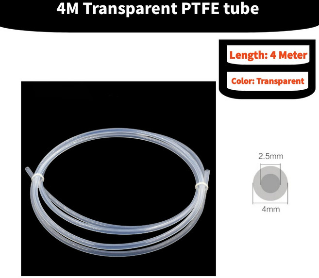 BAMBU P1P AMS A1 테플론 OD4MM 프린터 부품 미니 압출기 보우든 3D 75MM 튜브 멘트 5MM ID2, Transpa nt 4M