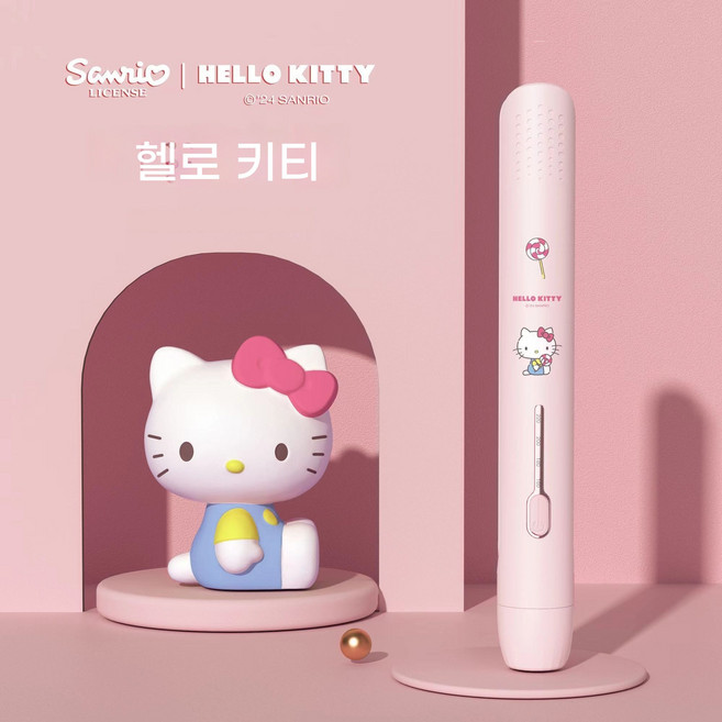 Sorpci 산리오 쿠로미 헤어 스타일러 매직기 볼륨 고데기, 분홍색