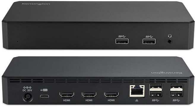 Kensington SD4760P 11-in-1 USB-C 도킹 스테이션 트리플 모니터 디스플레이링크 스테이션 HDMI 3개 노트북용 100W 충전 USB A 이더넷, Kensington SD4760P 11-in-1 USB, 1개