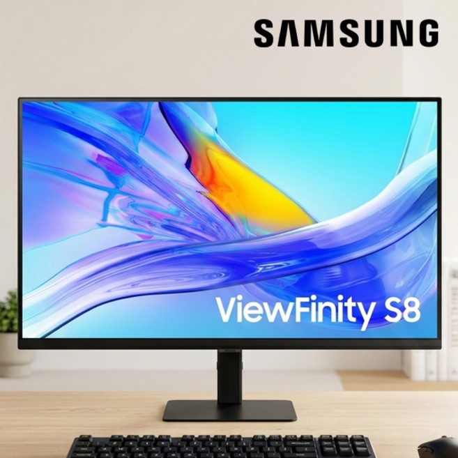 삼성 뷰피니티 S8 32인치 컴퓨터 모니터 IPS 4K UHD S32D806 스피커 USB-C 피벗 가정용 사무용, LS32D806UBKXKR, 80cm