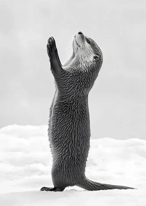 재미 있은 수달 & 너구리 욕실 캔버스 포스터 고양이 마시는 동물 흑백 벽 예술 현대 홈 장식, 7, 40x60cm Unframed, 1개