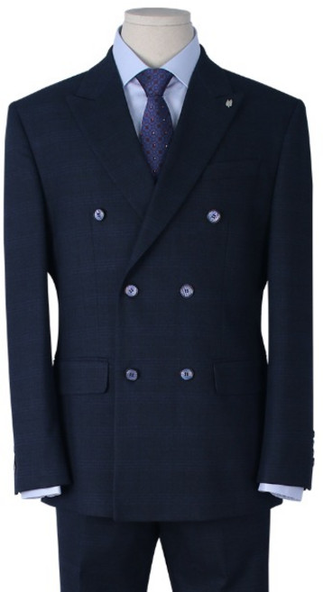 TR더블 체크 네이비 정장세트 TSU314094