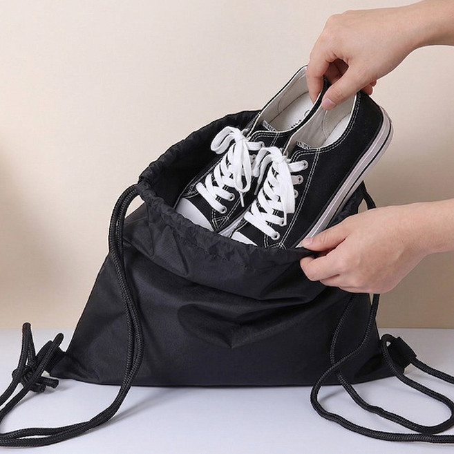 스트링백 신발주머니 백팩 2개 경량 짐색 스포츠백 보조가방, 1세트, 블랙 2개