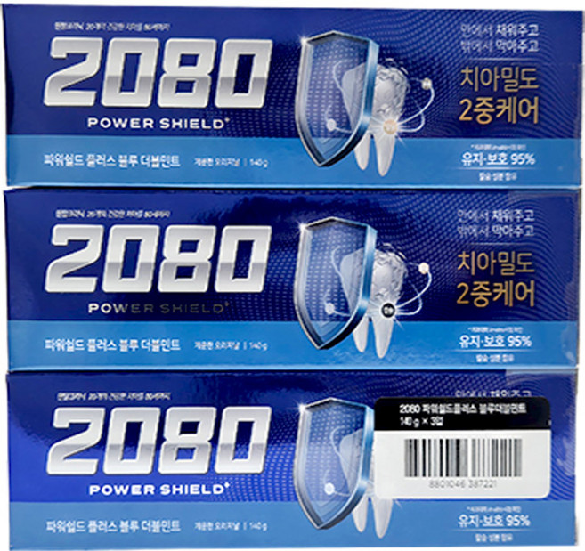 애경산업 2080파워쉴드 블루 치약 140gx3개 12개입 BOX, 1