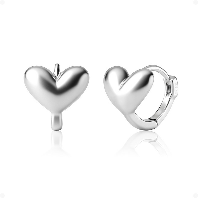 ARIN 실버925 키치 하트 큐트 원터치 귀걸이 여성 데일리 AOD054