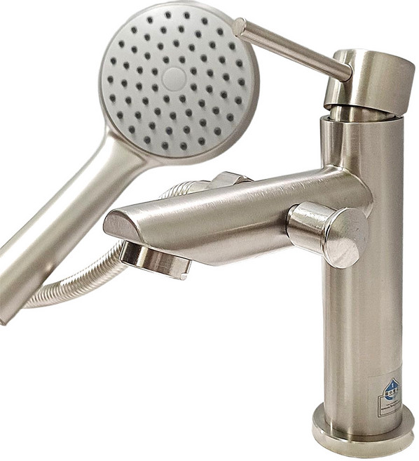 수왕 욕실 세면대 샤워기 겸용 수전 1홀 무광 스텐 수도꼭지, 1세트