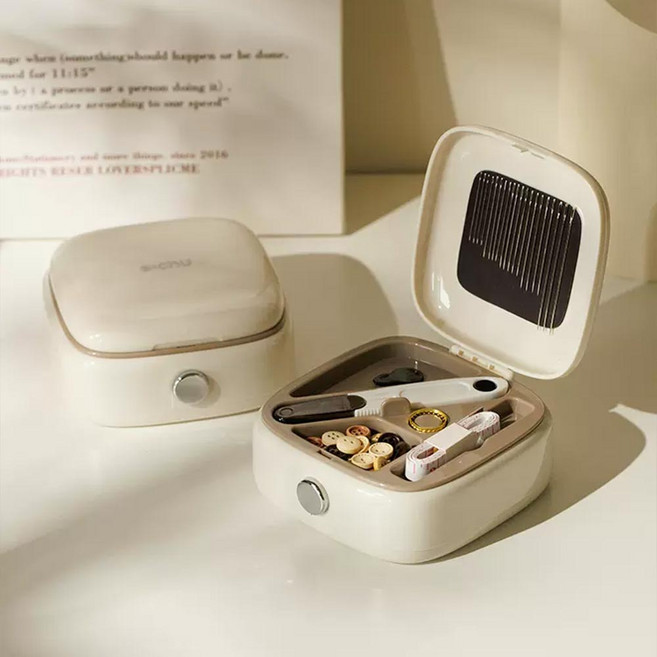 라운드제이 반짇고리 자석 실 바느질용품 휴대용 반짓고리함 세트, 1개, 아이보리