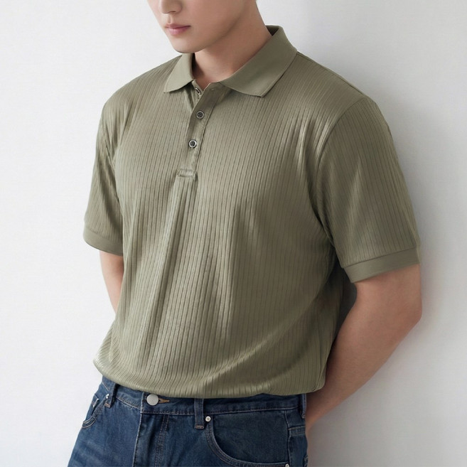 루크 남성 여름 카라 반팔 니트 티셔츠 데일리 단정한 베이직 상의 남자 여름 편안한 오픈 카라티 4컬러