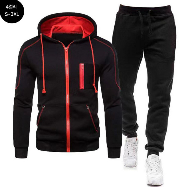 FANSYLI 러닝복 남성 후드집업 조거팬츠 트레이닝세트 운동복 상하복 투피스 0112JLL3408