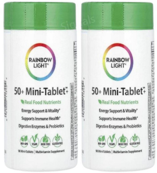 레인보우라이트 50세이상 멀티비타민 종합비타민 90미니정 2개 프로바이오틱스 효소 코큐텐