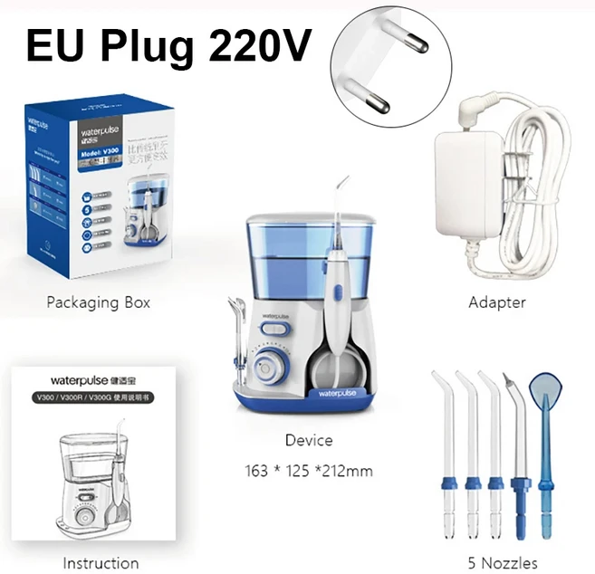 워터 펄스 고압 전기 구강 세정기 관리용 딥 클린 치과 치실 800ML, 01 EU Plug 220V