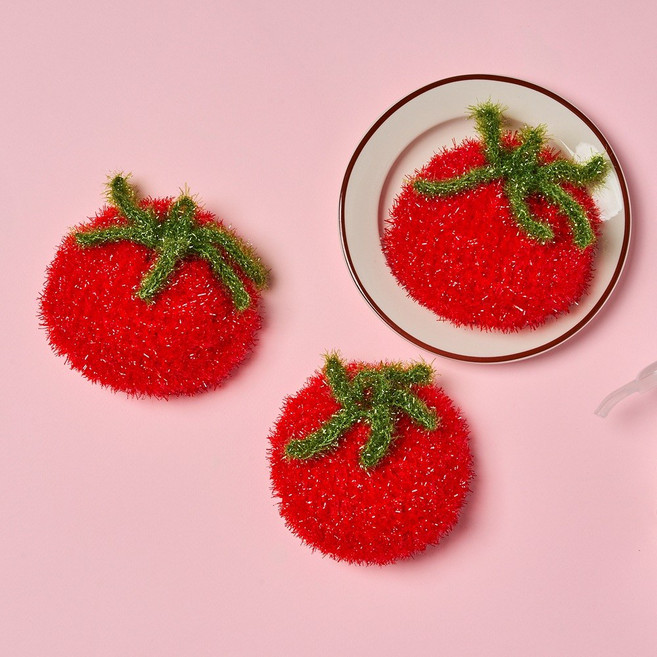 모던하우스 거품퐁퐁 손뜨개 수세미 토마토, 1개입, 3개