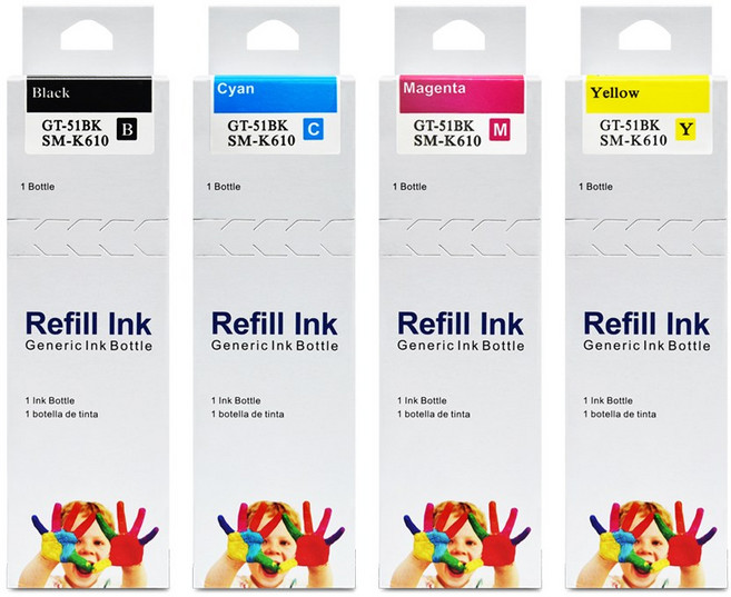 모노테크 삼성 호환잉크 세트 INK-K610, 1세트, 검정+파랑+빨강+노랑