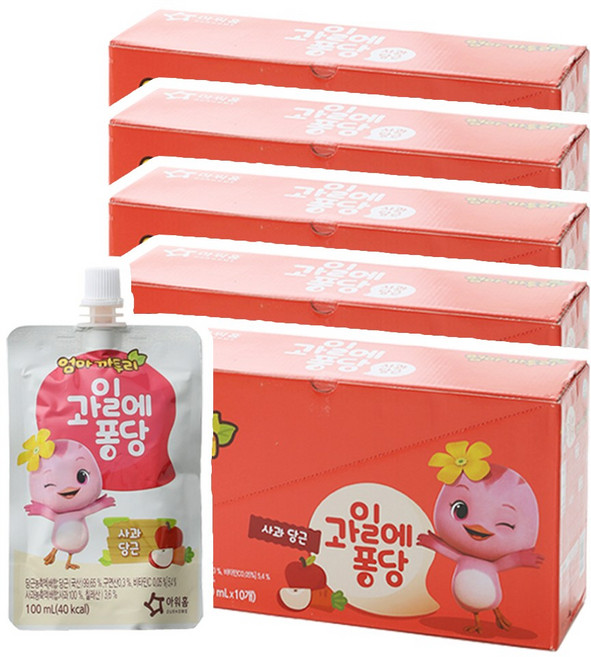 아워홈 엄마까투리 과일에퐁당 사과당근, 50개, 100ml