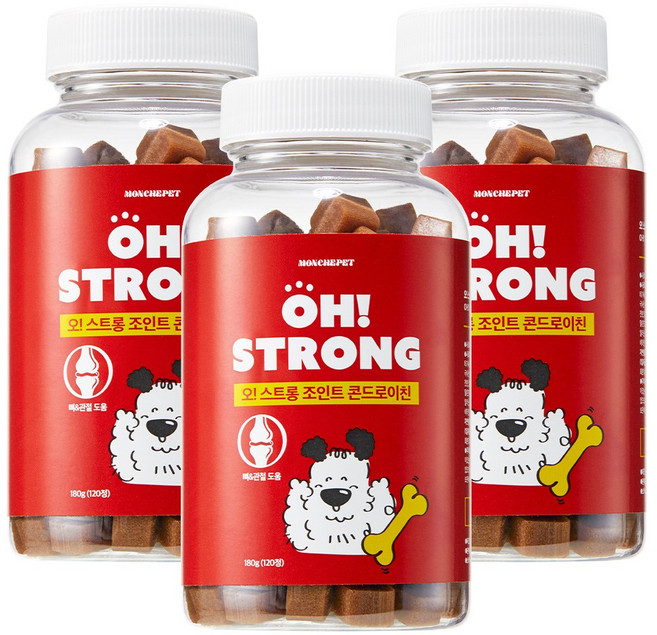 [180g/동물병원 입점] 몽셰펫 강아지 관절 슬개골 트릿 영양제, 3개, 뼈/관절강화, 120정