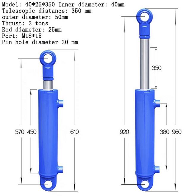 100 12000MM 스트로크 스플리터 헤비 소형 듀티 양방향 실린더 리프팅 목재 유압, 350, 1개