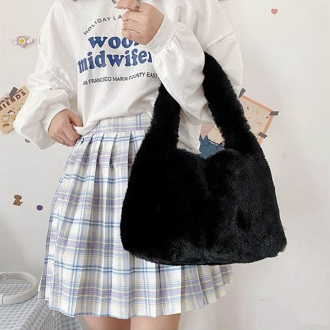 보들 털 부드러운 모던 퍼 스퀘어 미니 토트백 가방 여성토트백 미니손가방 캔버스토트백