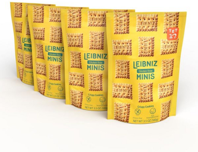 Bahlsen 버터 쿠키 바흘센 라이프니츠 글루텐 프리 미니즈 바삭하고 한입 크기 비변형 비스킷과 동일한 맛 3.5온스 가방 4개 세트, 3.5 온스 (4개 팩)