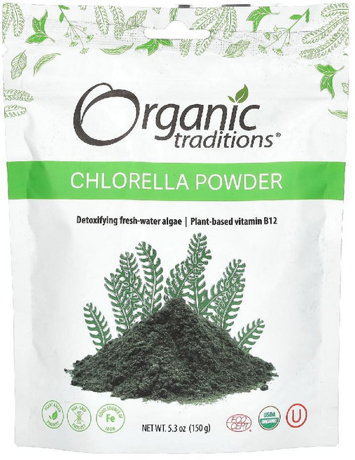 Organic Traditions 클로렐라 분말 150g(5.3oz) Traditions (오가닉 트레디션), 150g, 1개