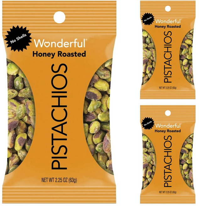 원더풀피스타치오 노 쉘 허니 로스티드 맛, 3개, 63g