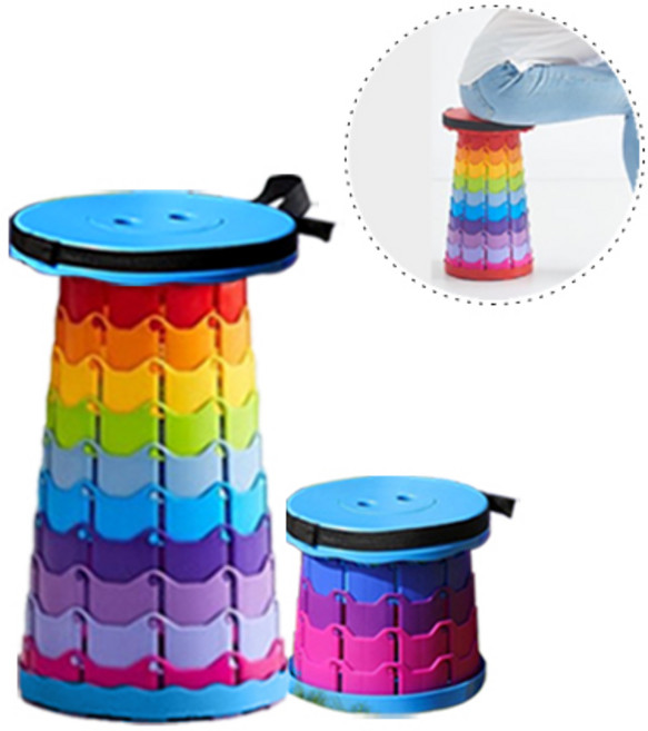 접이식 폴딩 의자 휴대용 높이조절 레인보우 간이 스툴, 1개