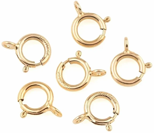 5mm 14K 금도금 스프링 훅 연결 고리 목걸이 팔찌 DIY 버클, 01 5mm a pair, 01 Spring Clasps