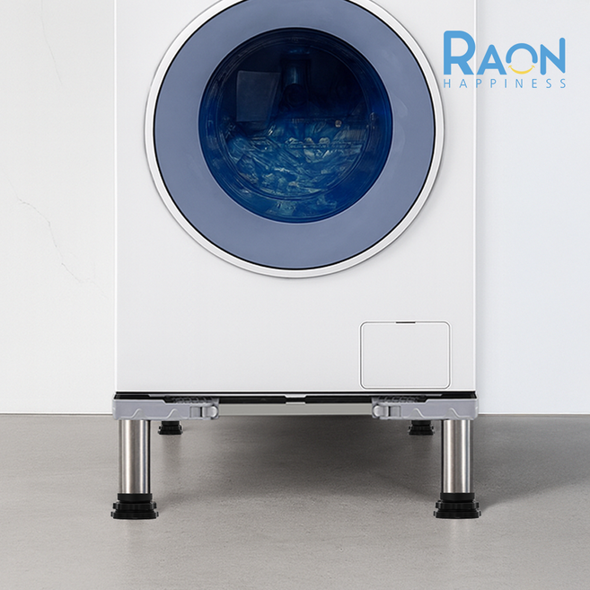 더블 프레임 세탁기 받침대 20cm 4발 높이조절 드럼 통돌이 건조기 소음차단, 1개, NZ-DUOB20cm4-G