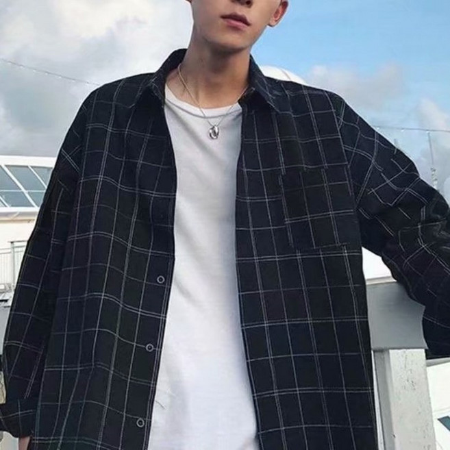 톰디 남성 모노 체크 캐주얼 셔츠