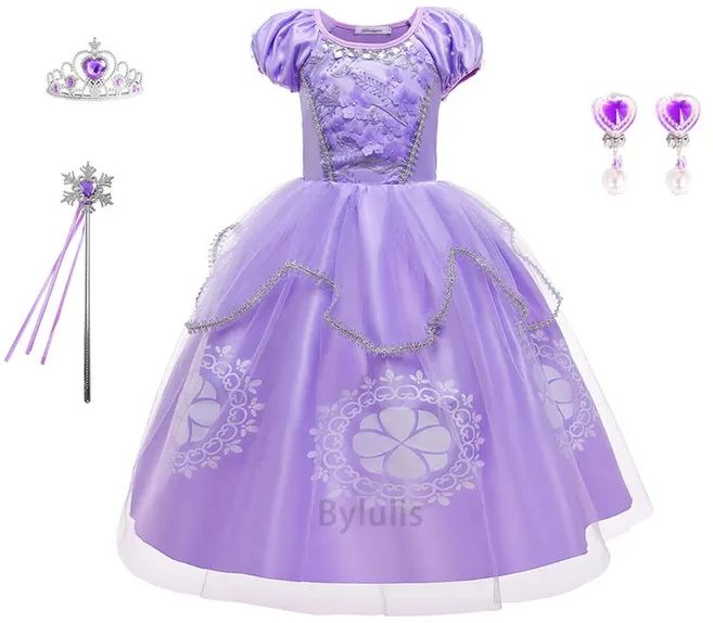 소피아 드레스 청소년 할로윈 의상 프레 생일 파티 공주 퍼프 슬리브 푹 볼 가운