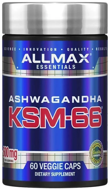 ALLMAX 에센셜 아슈와간다 KSM-66 식물성 캡슐 60개, 1g, 1개, 1ml, 60정 - 쿠팡
