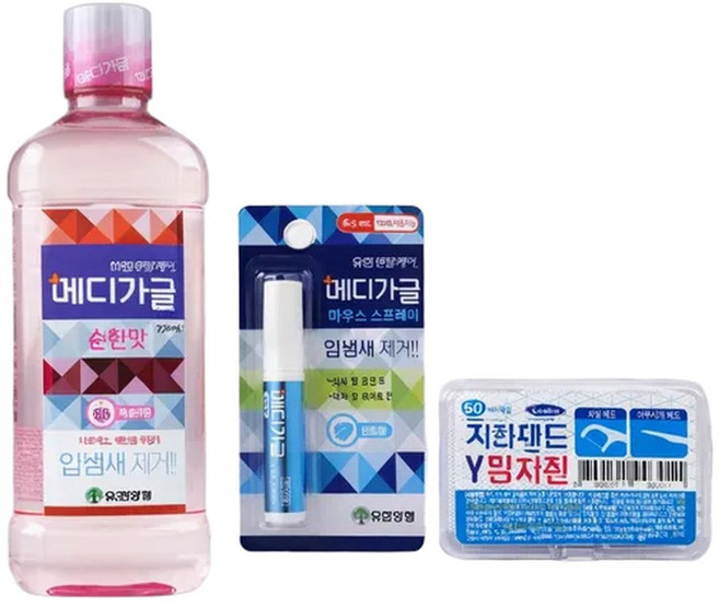 순한 유한 메디가글 순한맛 피치 750ml+ 가글 스프레이 + 치실 50p, 1개, 750ml