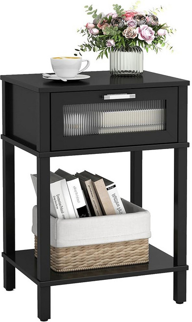 서랍이 있는 침대 옆 테이블 천연 목재 나이트 스탠드 모던 스타일 스몰 엔드 테이블 사이드 테이블 침실 거실용 수납 선반이 있는 MLBZ10YEV, MLBZ10YEV 서랍이 있는 나이트 스탠드 나무 침대, Natural