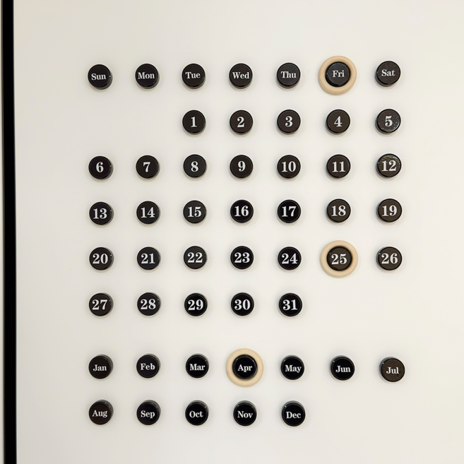 헤디야 자석 달력 냉장고 현관문 날짜 요일 숫자자석, 1세트, 블랙