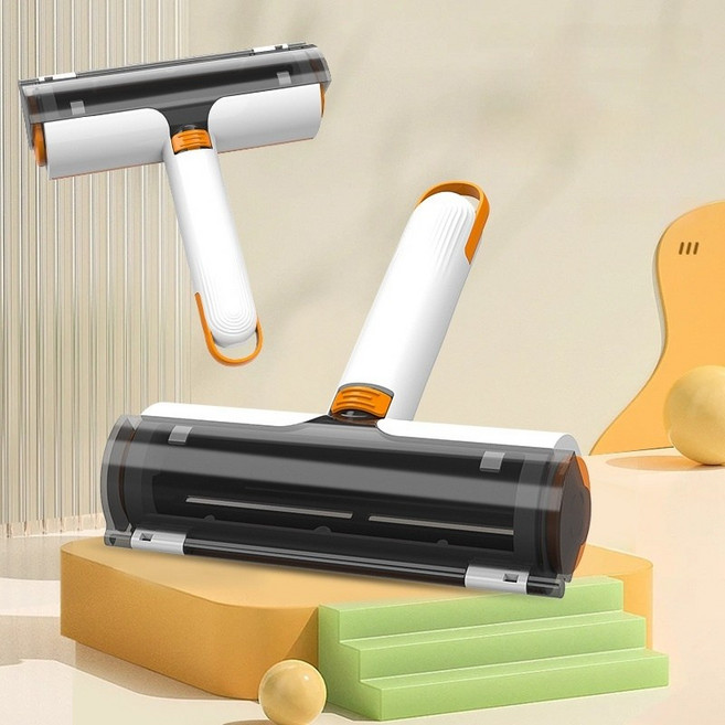 엘리오 먼지 반려동물 털제거기 반영구 돌돌이, 1개, 화이트오렌지