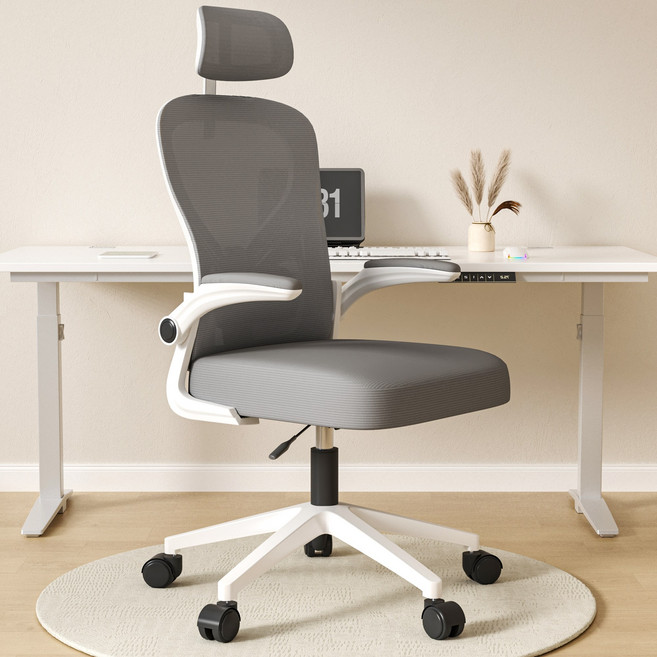 투에스리빙 자세교정 공부 사무용 허리받침 메쉬 컴퓨터 의자, 그레이A