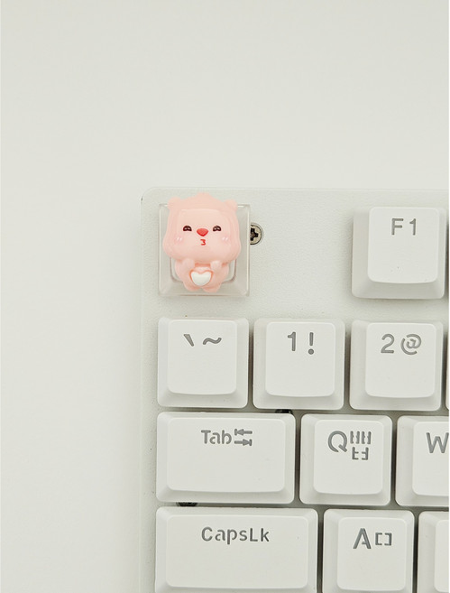 달콩 핑크루피 캐릭터 키캡, 1.츄, 투명