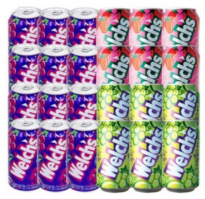 웰치스 355ml 딸기6개+청포도6개+포도12개, 1박스