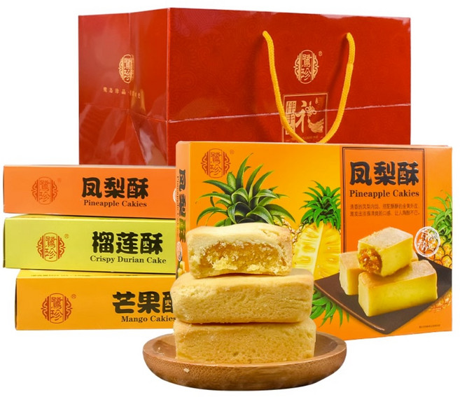 샤먼 펑리수 파인애플 두리안 망고 샌드위치 페이스트리 간식 180g 3팩세트, 3세트