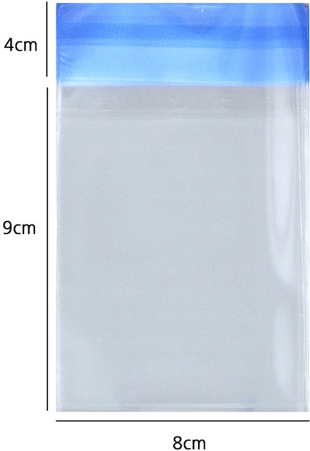 OPP 투명 비닐 접착식 500장 (8 x 9 + 4 cm)