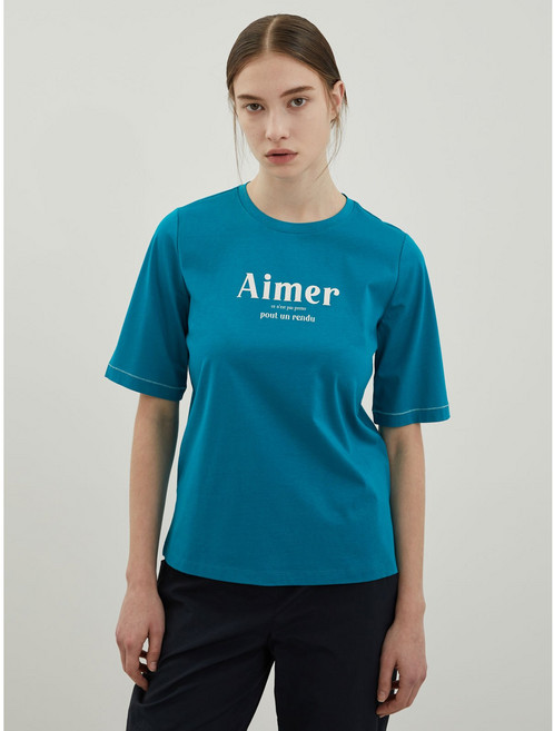 [여성/올리비아로렌] 베이직한 기본 실루엣에 컬러와 배색 포인트 라운드 면 반팔 티셔츠 VVBAS4M3362