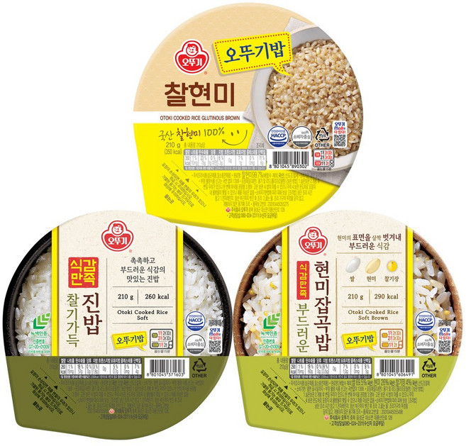 오뚜기밥 찰현미 6개+찰기가득진밥 12개+부드러운현미잡곡밥 6개, 210g, 24개