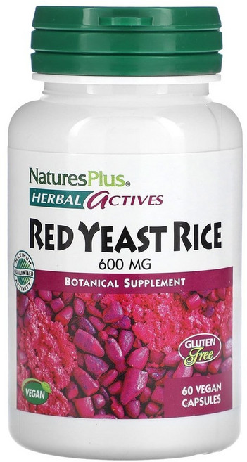 네이처플러스 홍국 레드효모쌀 600mg 비건캡슐 Herbal Actives Red Yeast Rice, 1개, 60정